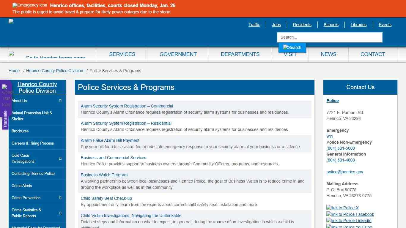 Police Services & Programs » Henrico County, Virginia